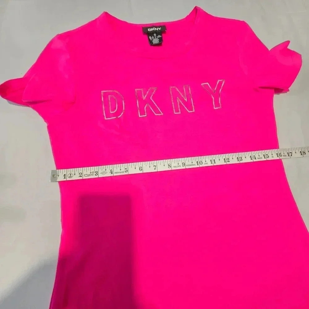 Bright Pink DKNY T-Shirt Dress - Casual & Stylish - Picture 9 of 14